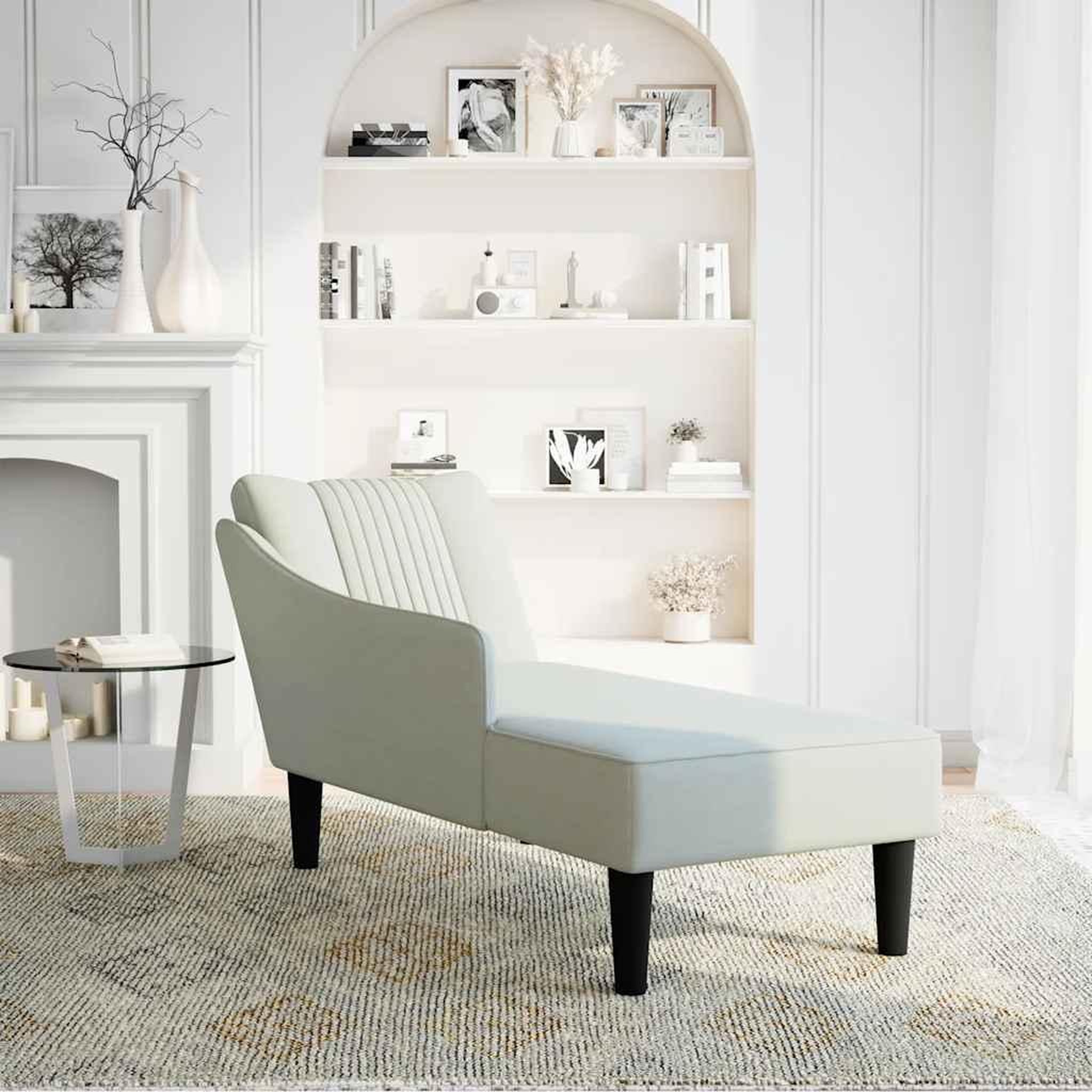Voir la diapositive 2 : VIDAXL Fauteuil long avec accoudoir droit gris clair velours