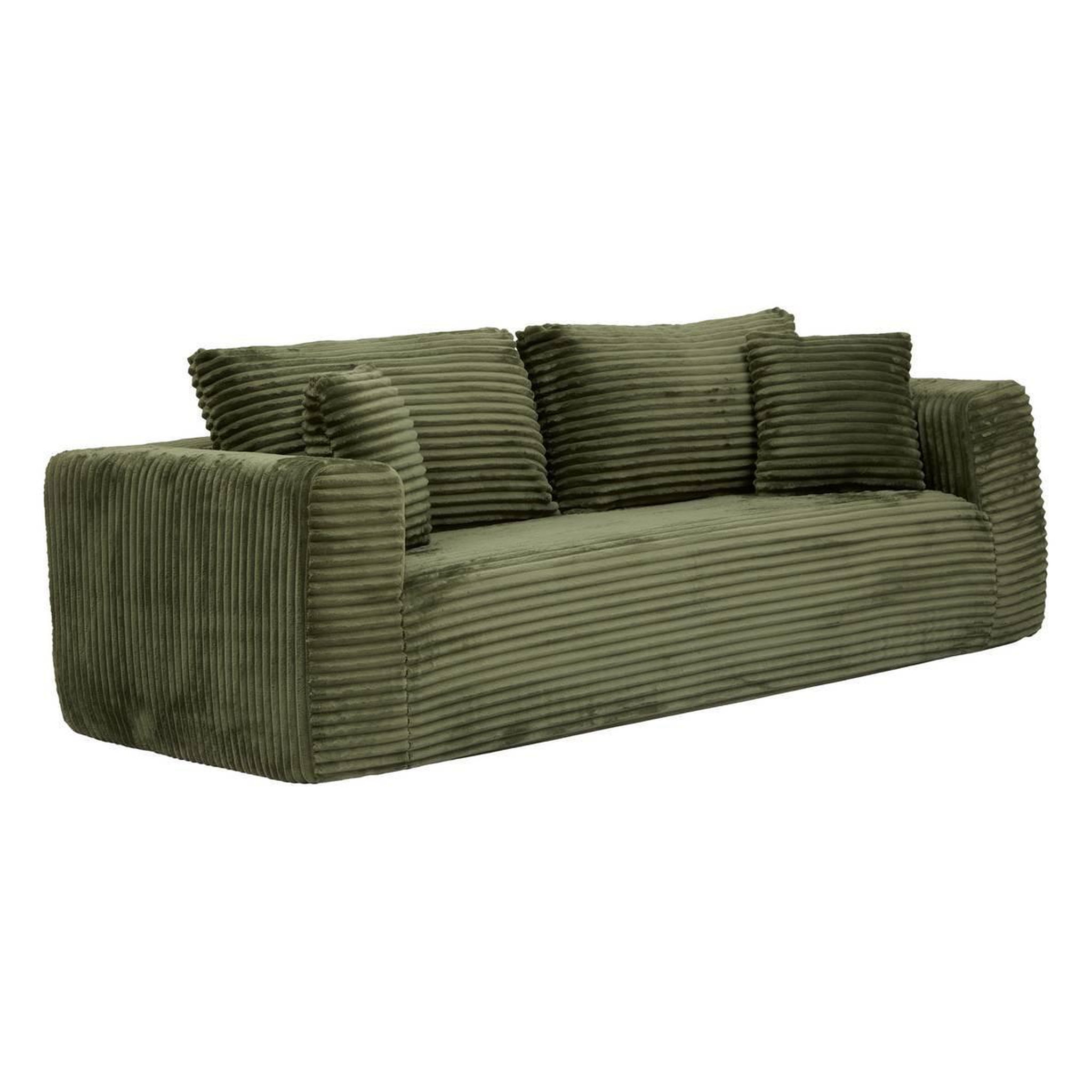 ATMOSPHERA Canapé 3 Places Côtelé  Solka  227cm Kaki