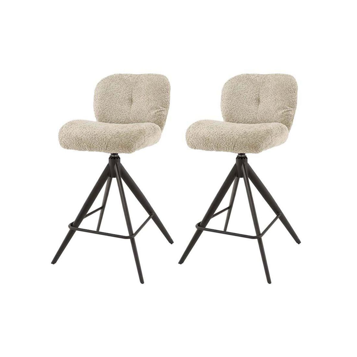 LISA DESIGN Arani - lot de 2 tabourets de bar pivotants - en tissu bouclette sable