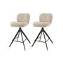 Voir la diapositive 1 : LISA DESIGN Arani - lot de 2 tabourets de bar pivotants - en tissu bouclette sable