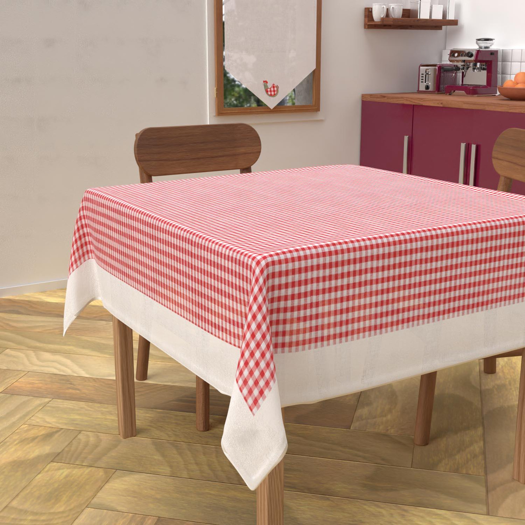 Voir la diapositive 1 : SOLEIL D'OCRE Nappe anti-tâches en coton VICHY, par Soleil d'Ocre
