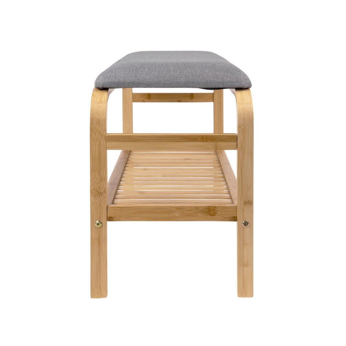 Leitmotiv Banc d'entrée en bambou avec 1 étagère de rangement - Bois et Gris