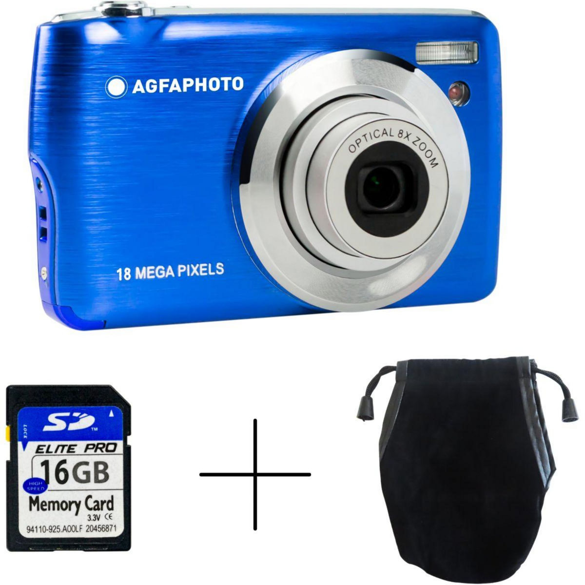 Agfa Appareil photo Compact DC8200 Bleu Pack Etui + Carte SD 16GB