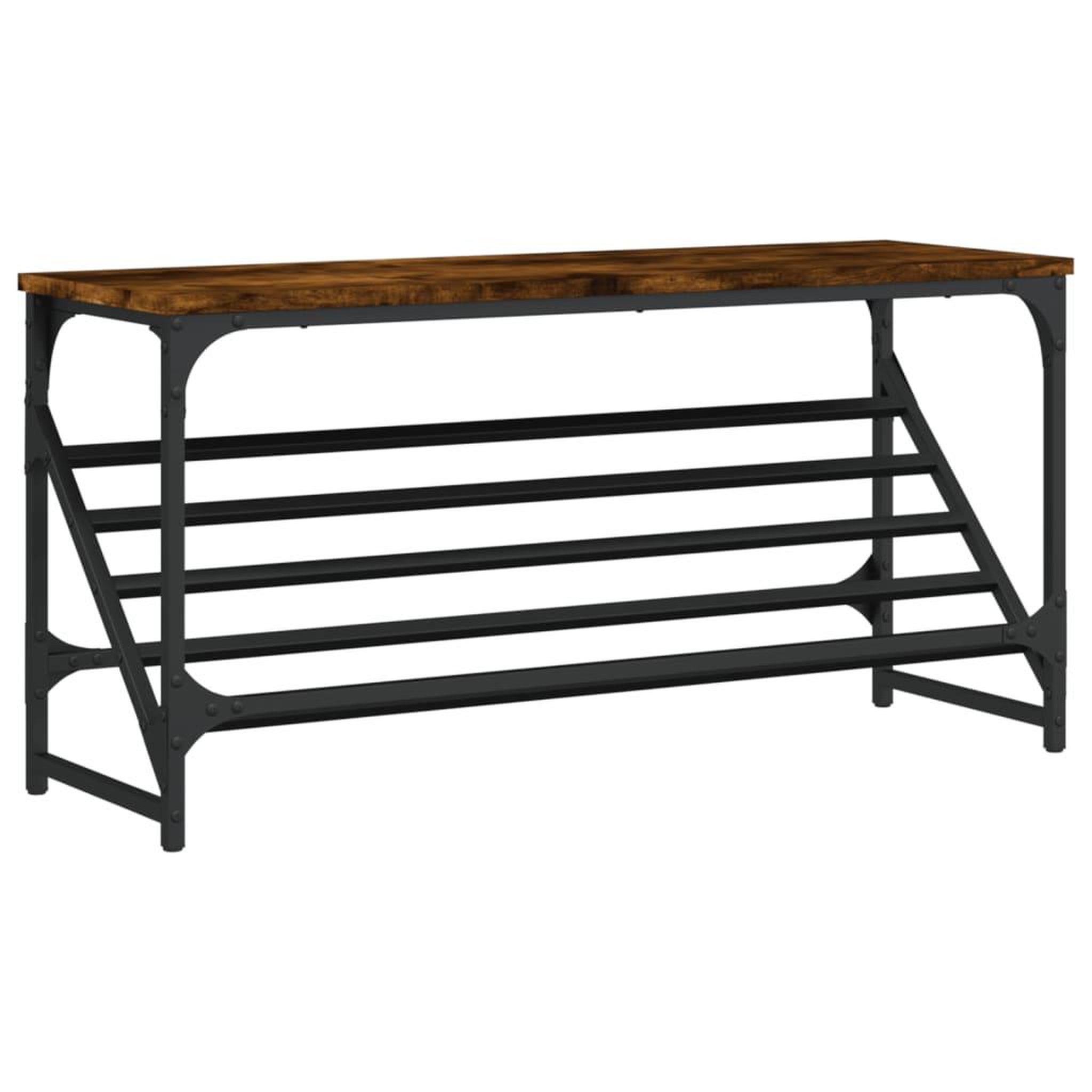 Voir la diapositive 2 : VIDAXL Etagere a chaussures chene fume 90x30x45 cm bois d'ingenierie