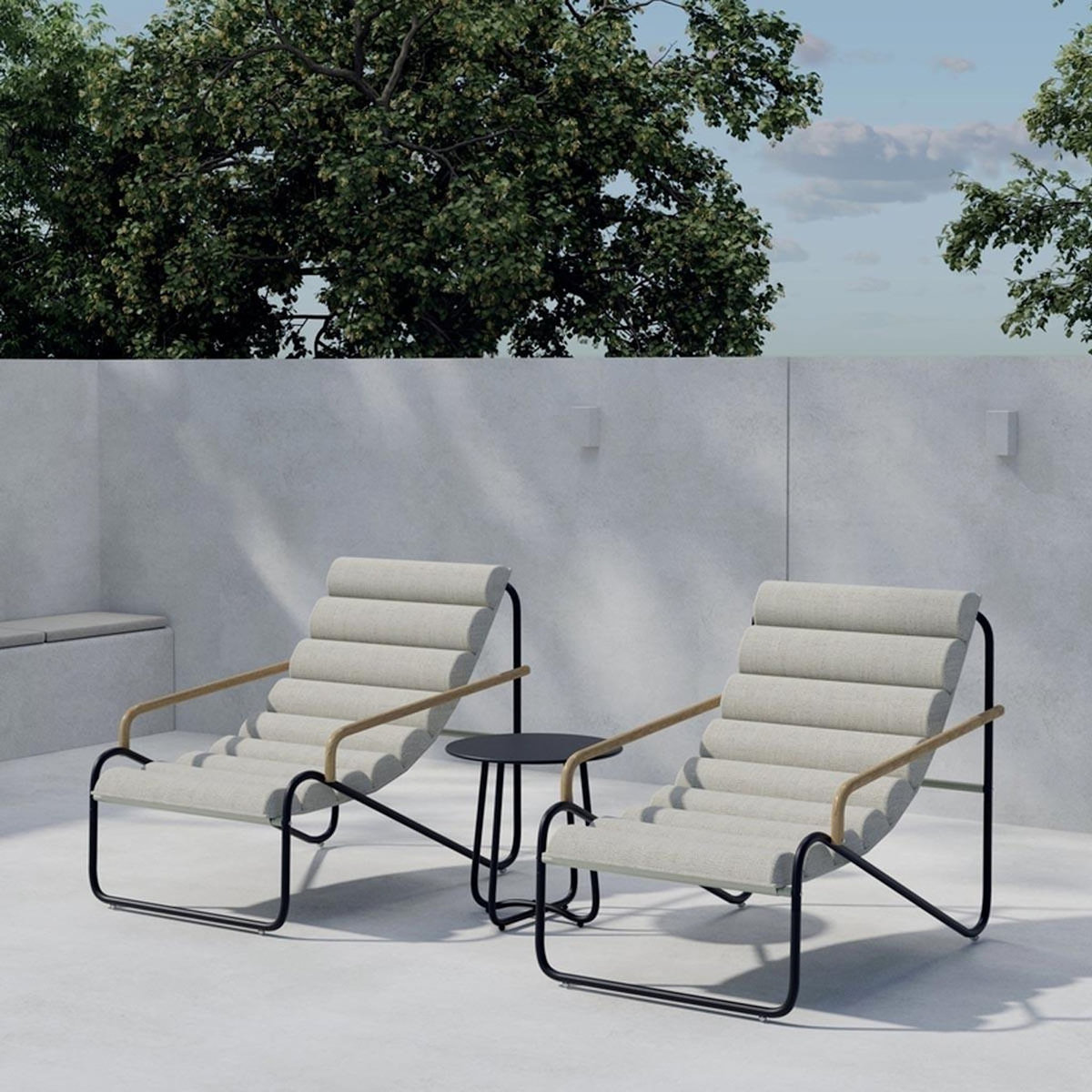 Paris Prix Salon de Jardin Lounge  Ithaka  100cm Beige & Noir