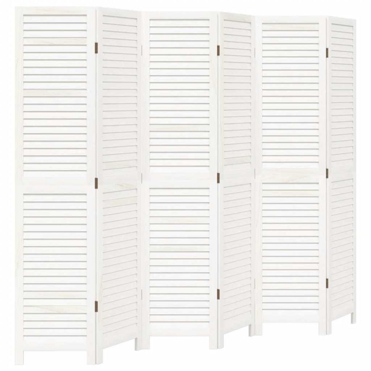 VIDAXL Cloison de separation 6 panneaux blanc bois de paulownia massif