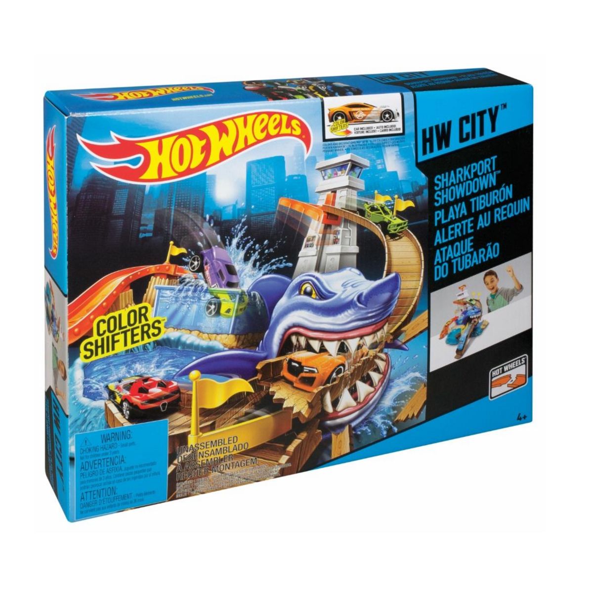 HOT WHEELS Garage à voitures et l'attaque du requin 
