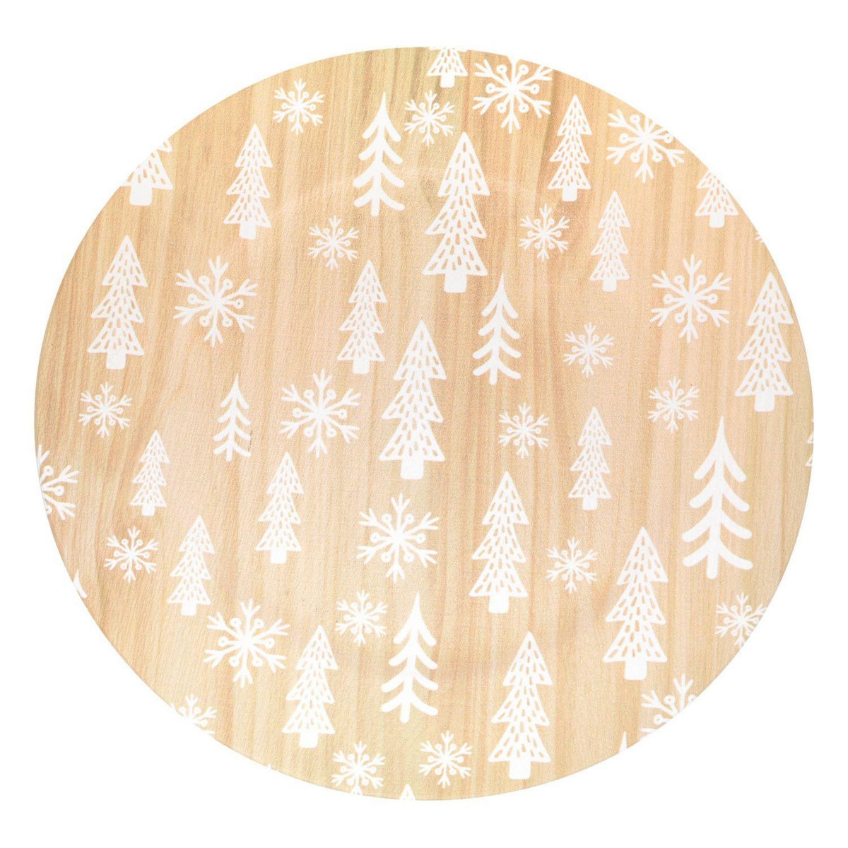 FEERIC LIGHT & CHRISTMAS Lot de 12 assiettes de présentation effet bois SAPINS - Beige