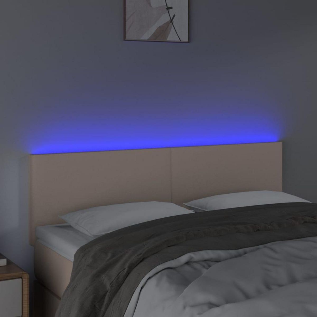 VIDAXL Tete de lit a LED Cappuccino 144x5x78/88 cm Similicuir