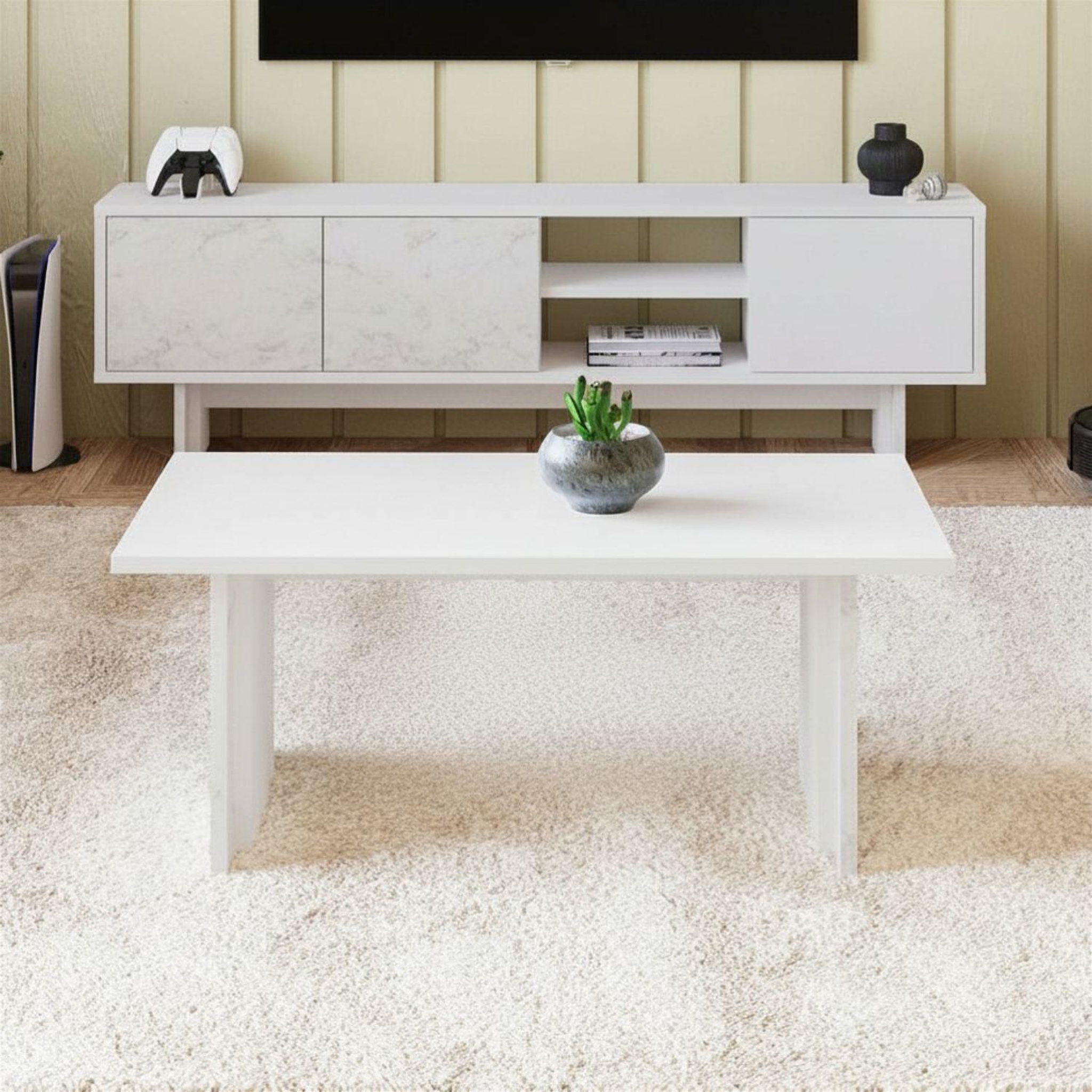 Voir la diapositive 3 : Habitat et Jardin Table basse en bois  ravello  - 90 x 50 x 40 cm - blanc