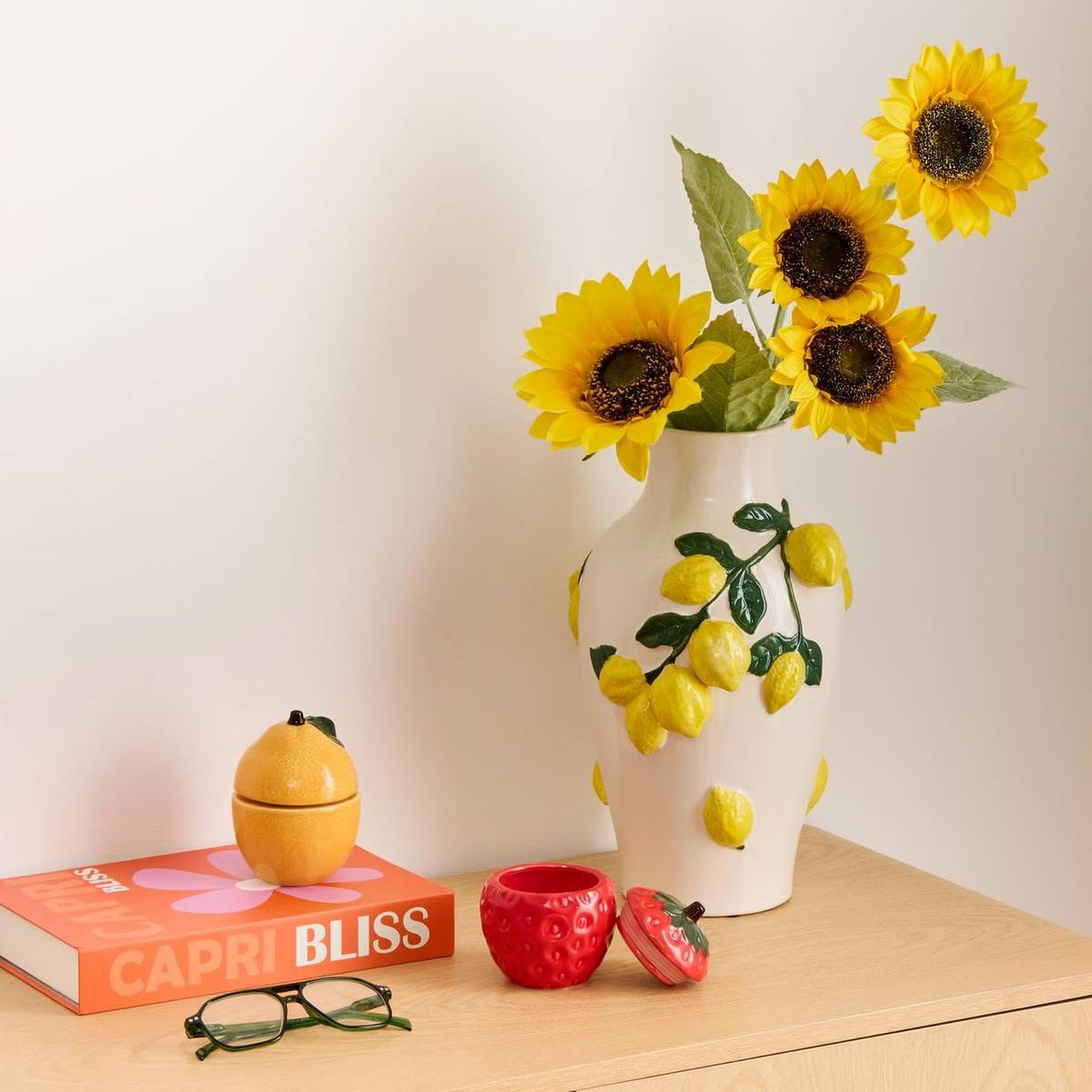 Voir la diapositive 3 : ATMOSPHERA Vase Citrons en Dolomite  Fruity  32cm Multicolore