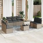 VIDAXL Salon de jardin 8 pcs avec coussins gris resine tressee