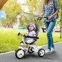 Voir la diapositive 2 : HOMCOM Tricycle enfant pare-soleil pliable canne amovible benne rangement acier blanc noir
