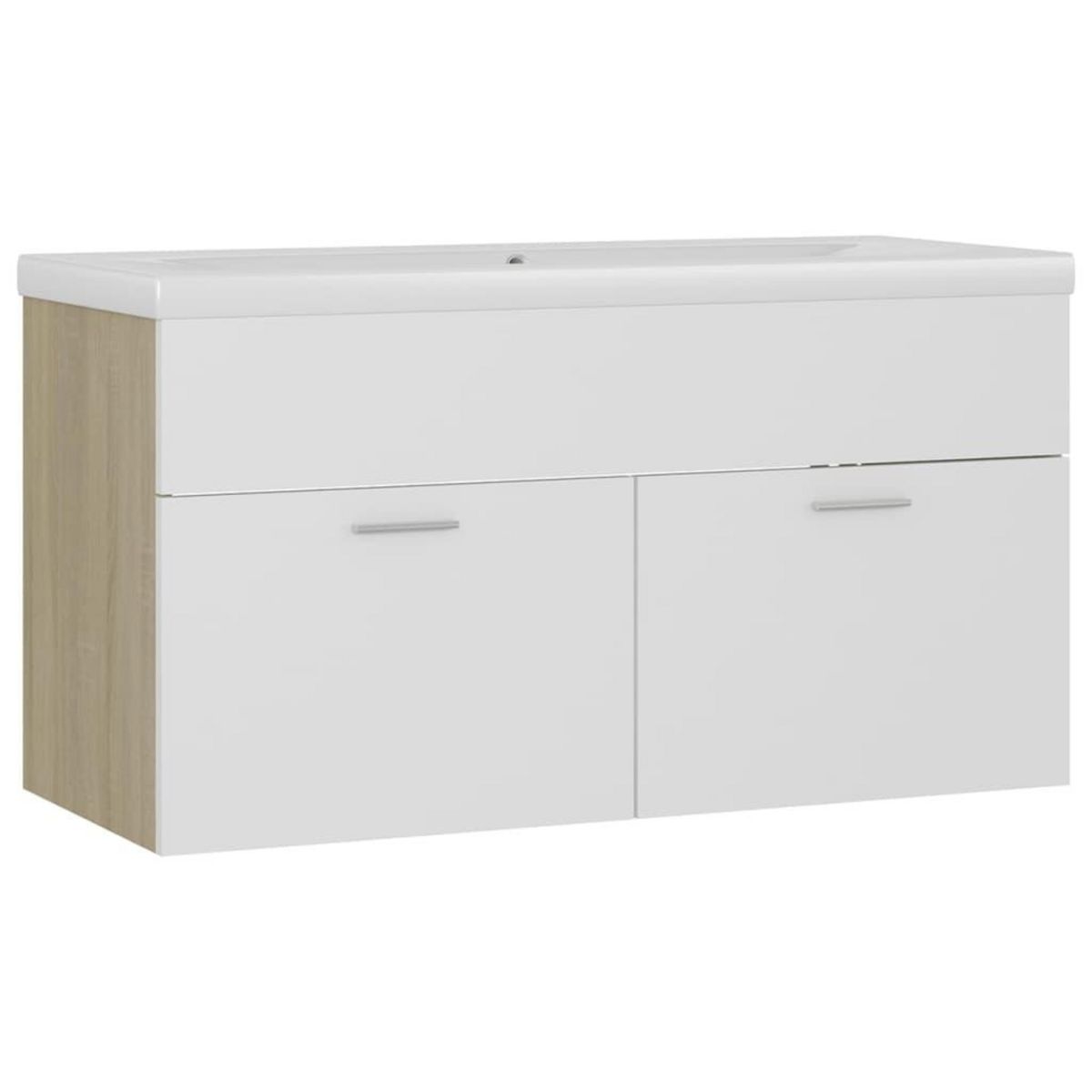 VIDAXL Armoire d'evier et lavabo integre Blanc et chene sonoma