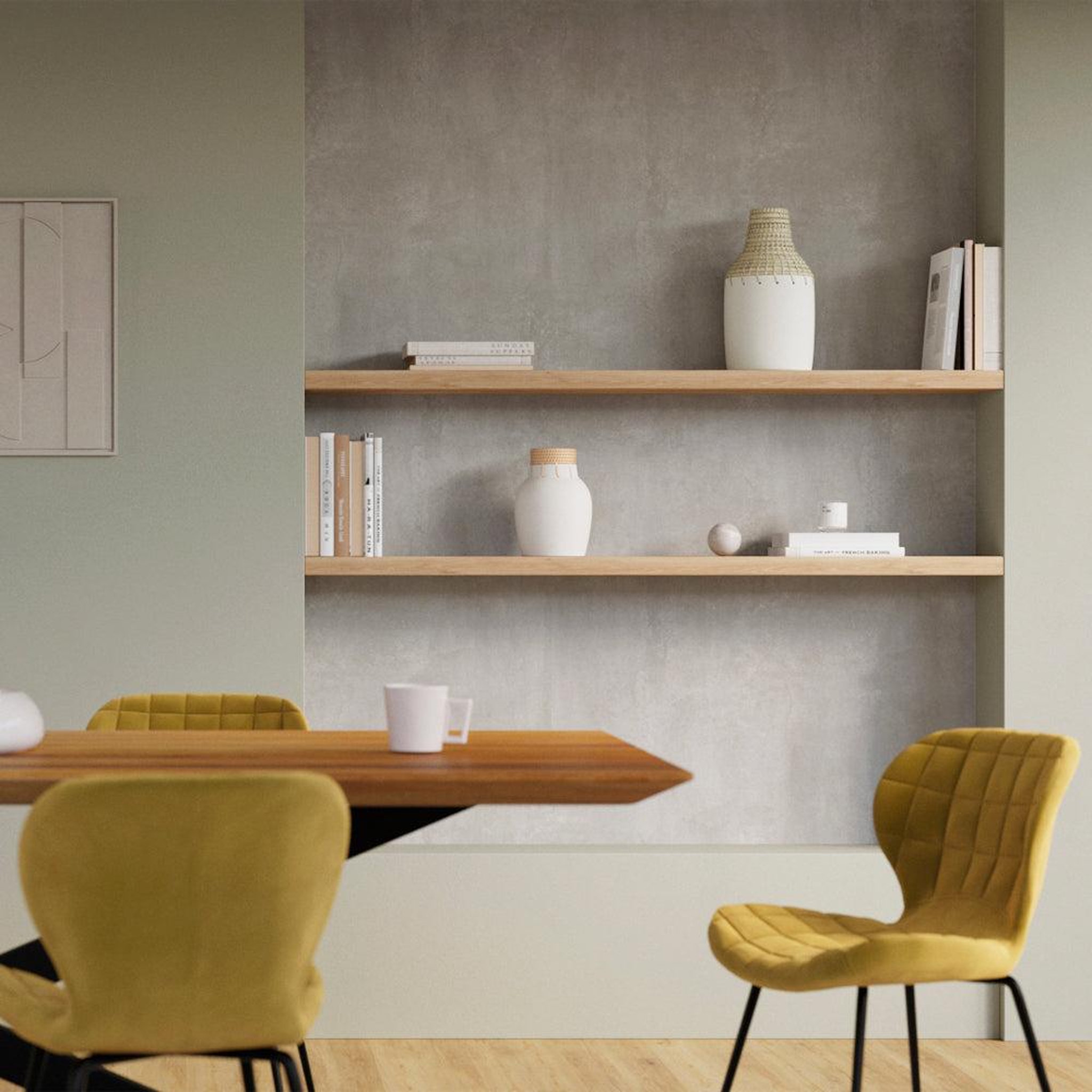 Voir la diapositive 6 : MAISON PAVANE Lot de 2 chaises en velours jaune curry-mazzia