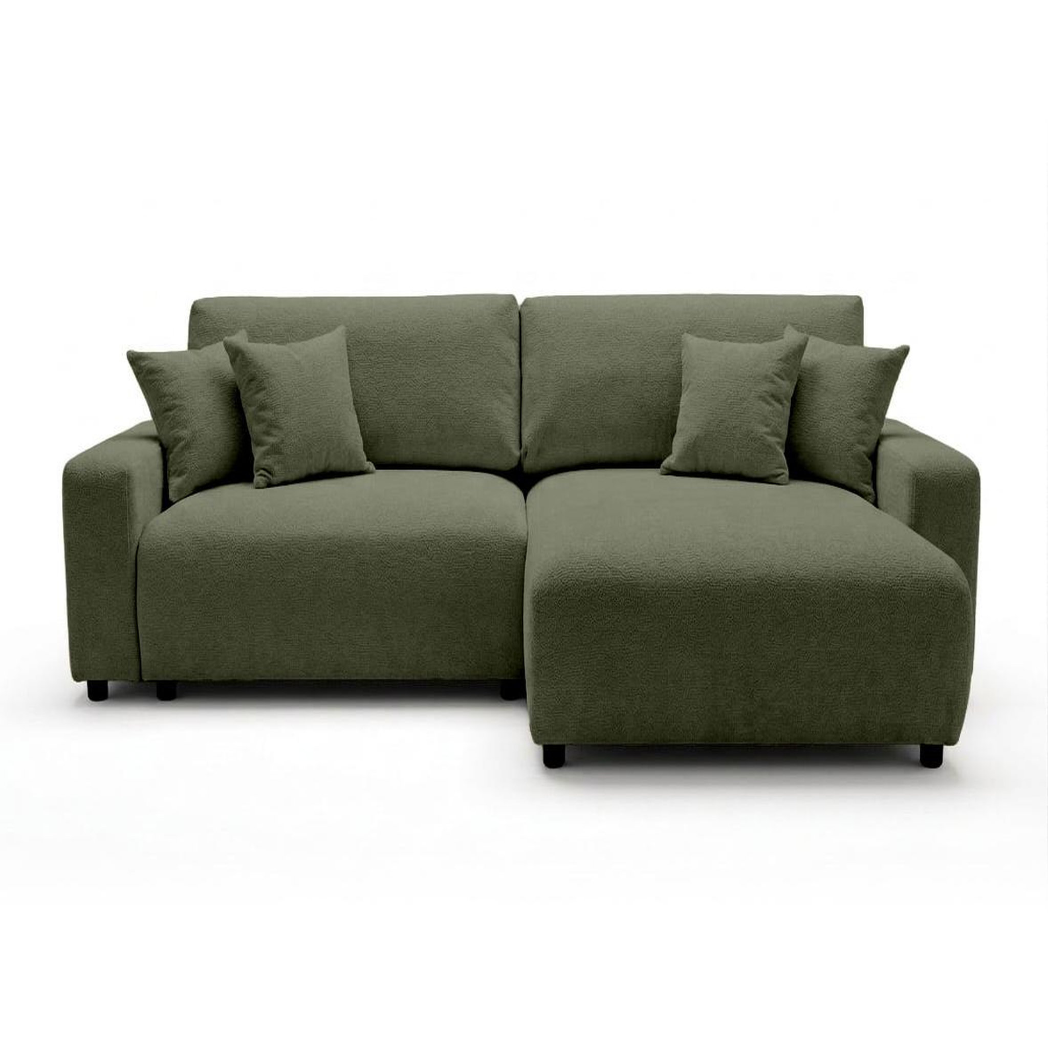 Voir la diapositive 5 : BEST MOBILIER Mini pivoine - canapé d'angle réversible 4 places convertible avec coffre en velours texturé