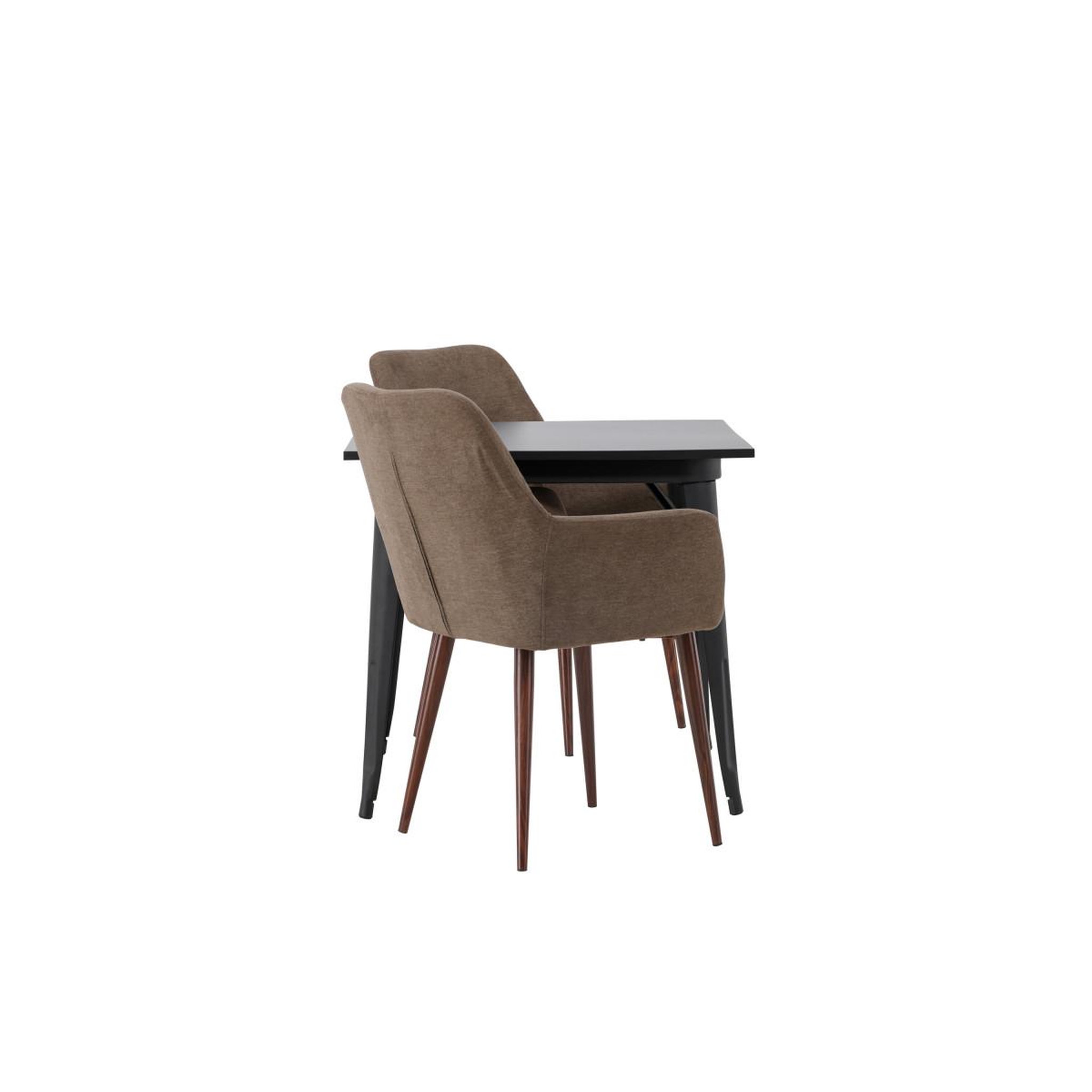 Voir la diapositive 3 : Paris Prix Ensemble table à manger & 2 chaises  tempe & tomorrow  80cm marron & noir