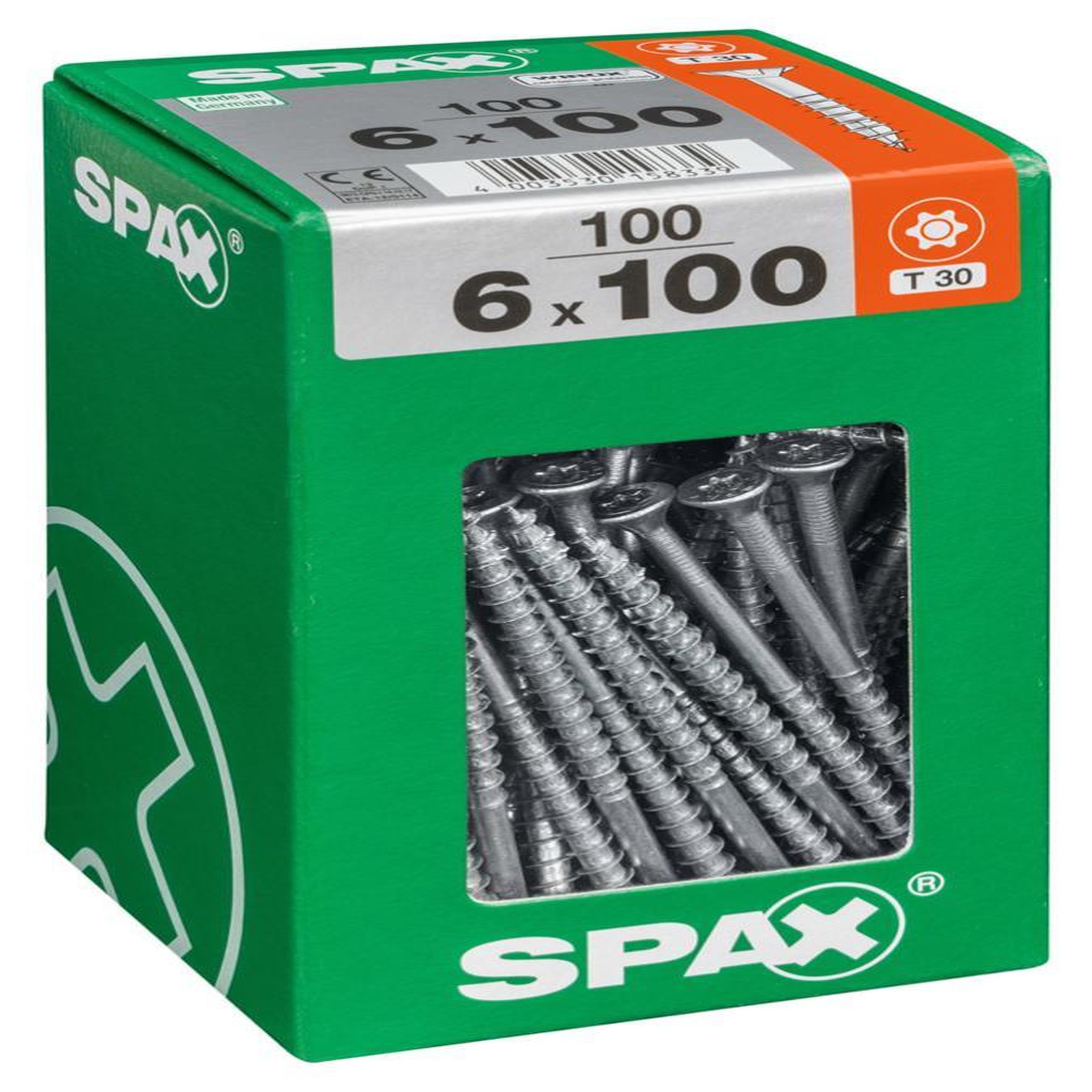 CENTRALE BRICO Lot de 100 vis acier tête fraisée torx SPAX, Diam.6 mm x L.100 mm