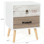 Voir la diapositive 5 : ID MARKET Lot de 2 tables de chevet BAHIA 2 tiroirs scandinave