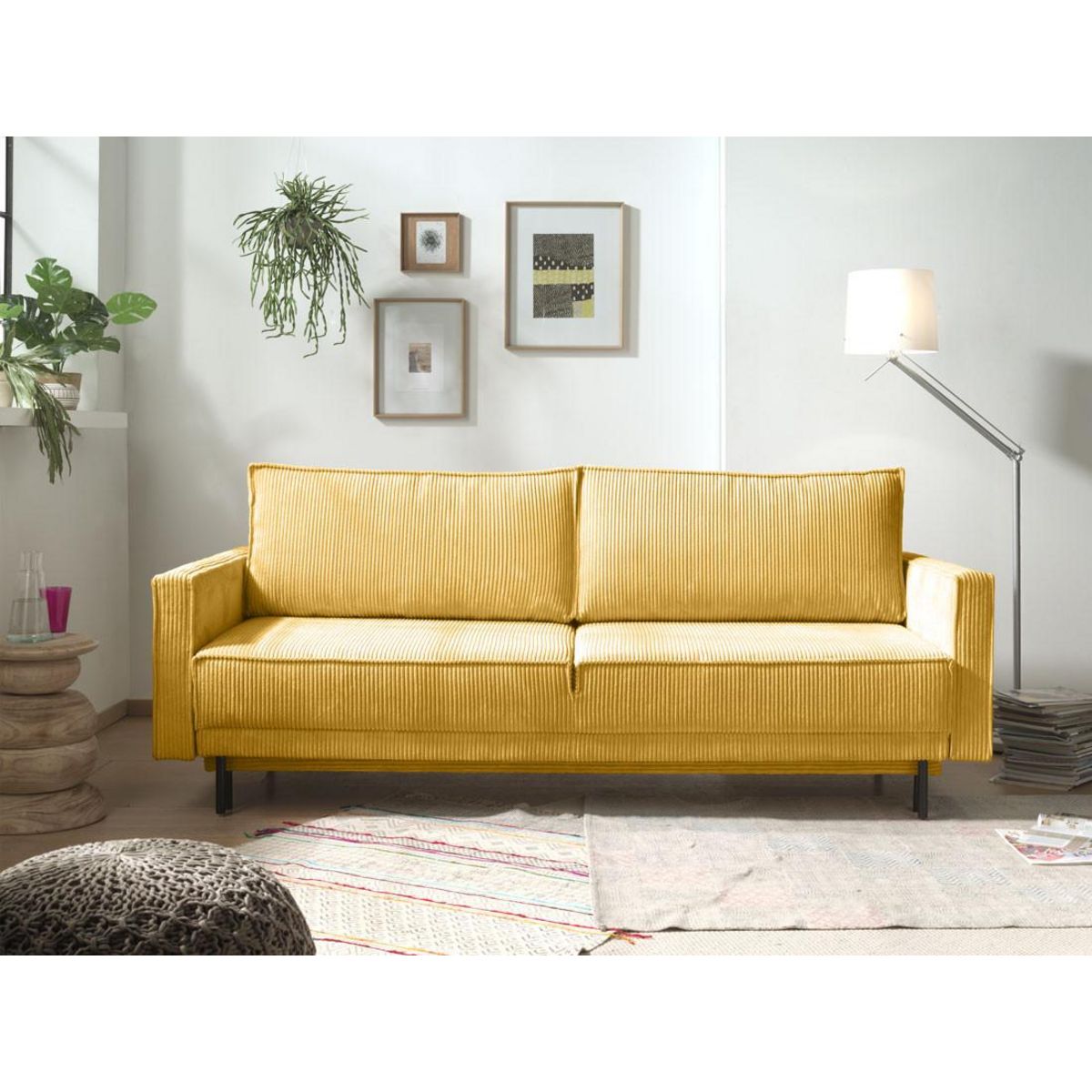 LISA DESIGN Charlie - canapé 3 places convertible avec coffre - en velours côtelé