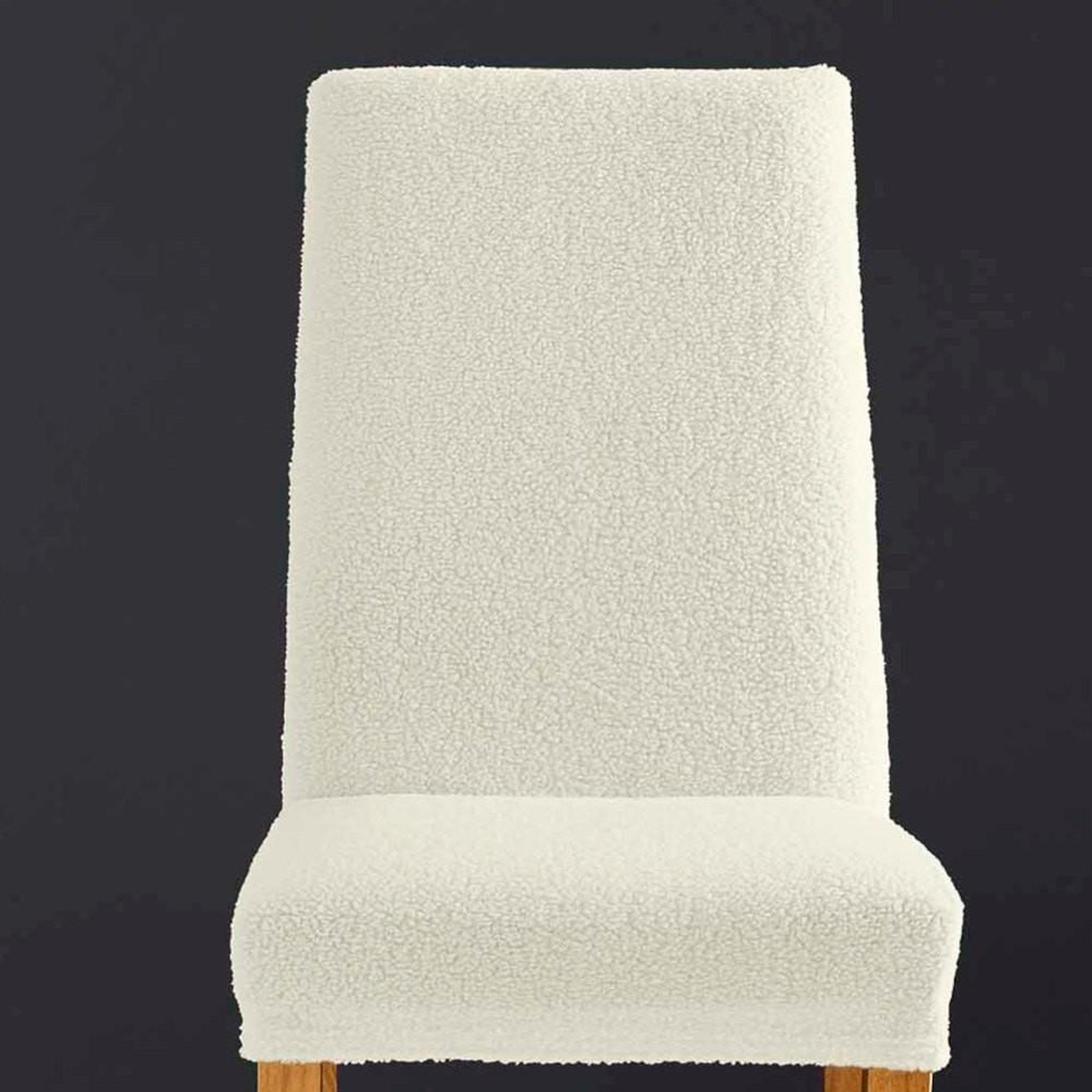 Voir la diapositive 2 : L3C Housse de chaise extensible en bouclette coloris naturel