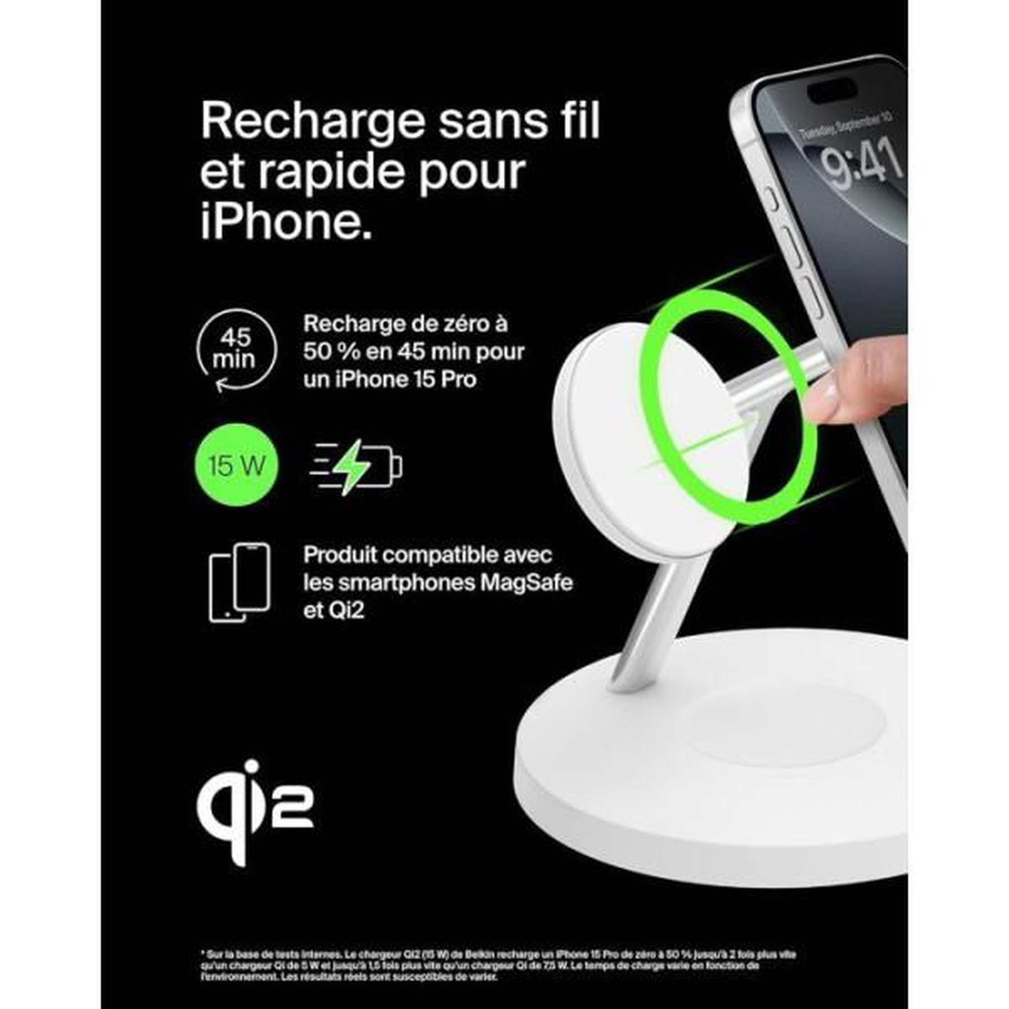 Voir la diapositive 6 : Belkin Chargeur induction 15w boost charge pro 3en1 qi2 blanc