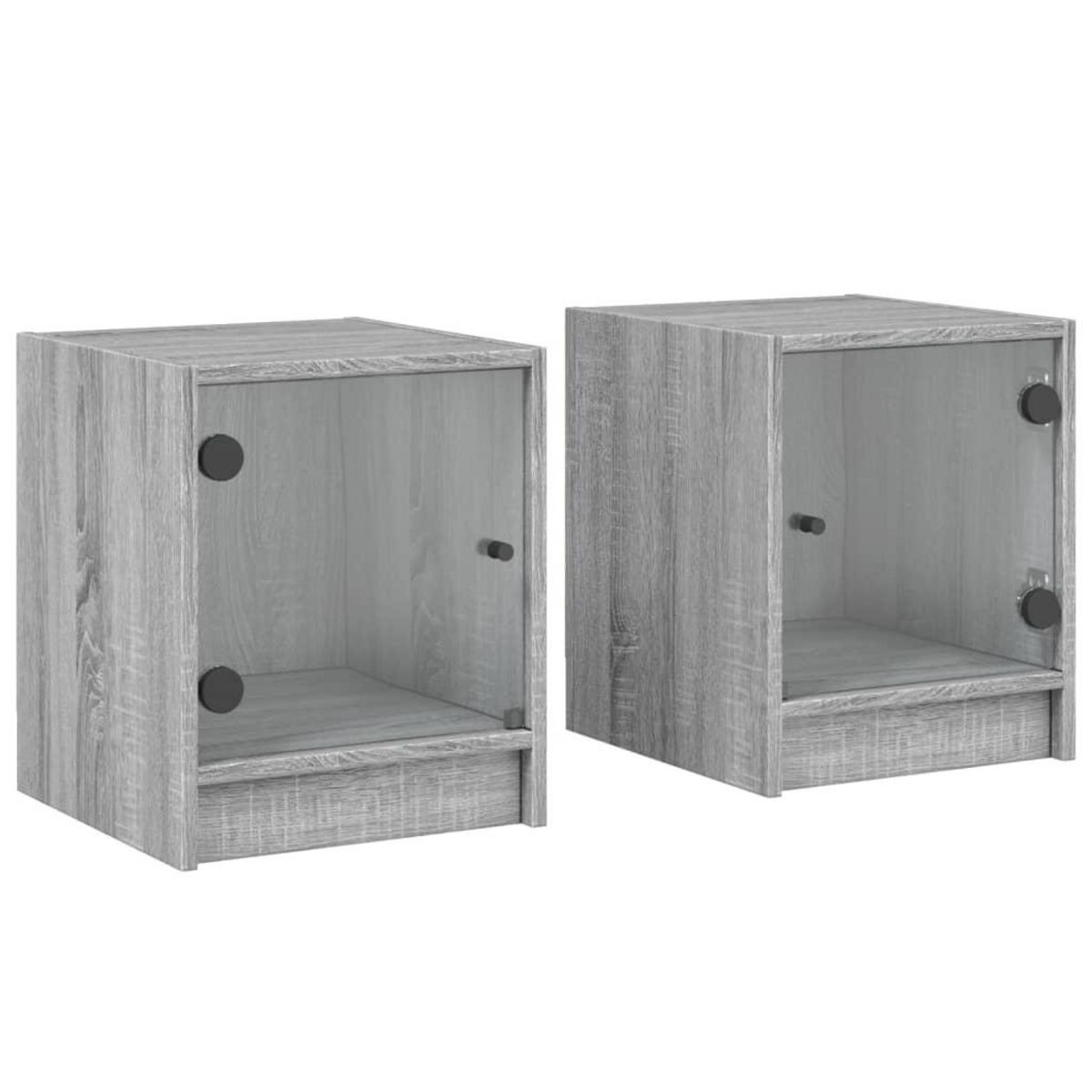 VIDAXL Tables de chevet et portes vitrees 2pcs sonoma gris 35x37x42cm