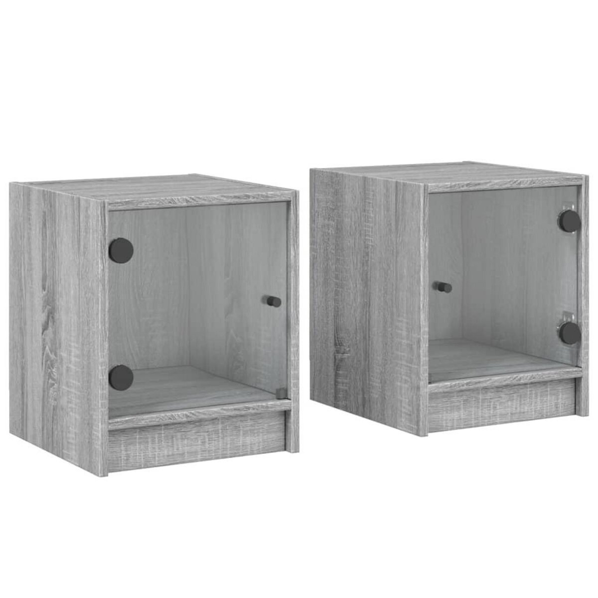 VIDAXL Tables de chevet et portes vitrees 2pcs sonoma gris 35x37x42cm