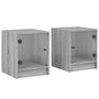 Voir la diapositive 2 : VIDAXL Tables de chevet et portes vitrees 2pcs sonoma gris 35x37x42cm