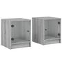 Voir la diapositive 2 : VIDAXL Tables de chevet et portes vitrees 2pcs sonoma gris 35x37x42cm
