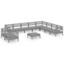Voir la diapositive 2 : VIDAXL Salon de jardin 11 pcs Bois de pin massif Gris