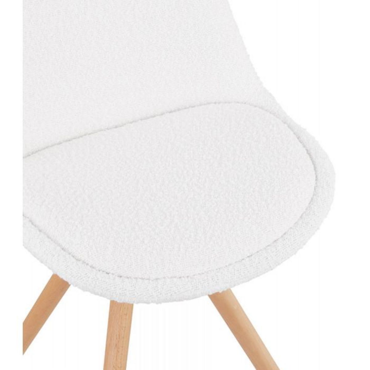 Paris Prix Chaise Design en Tissu Bouclé  Alisa  82cm Blanc & Naturel