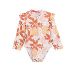 Petit Béguin Maillot de bain 1 pièce bébé manches longues Cassis. Coloris disponibles : Orange