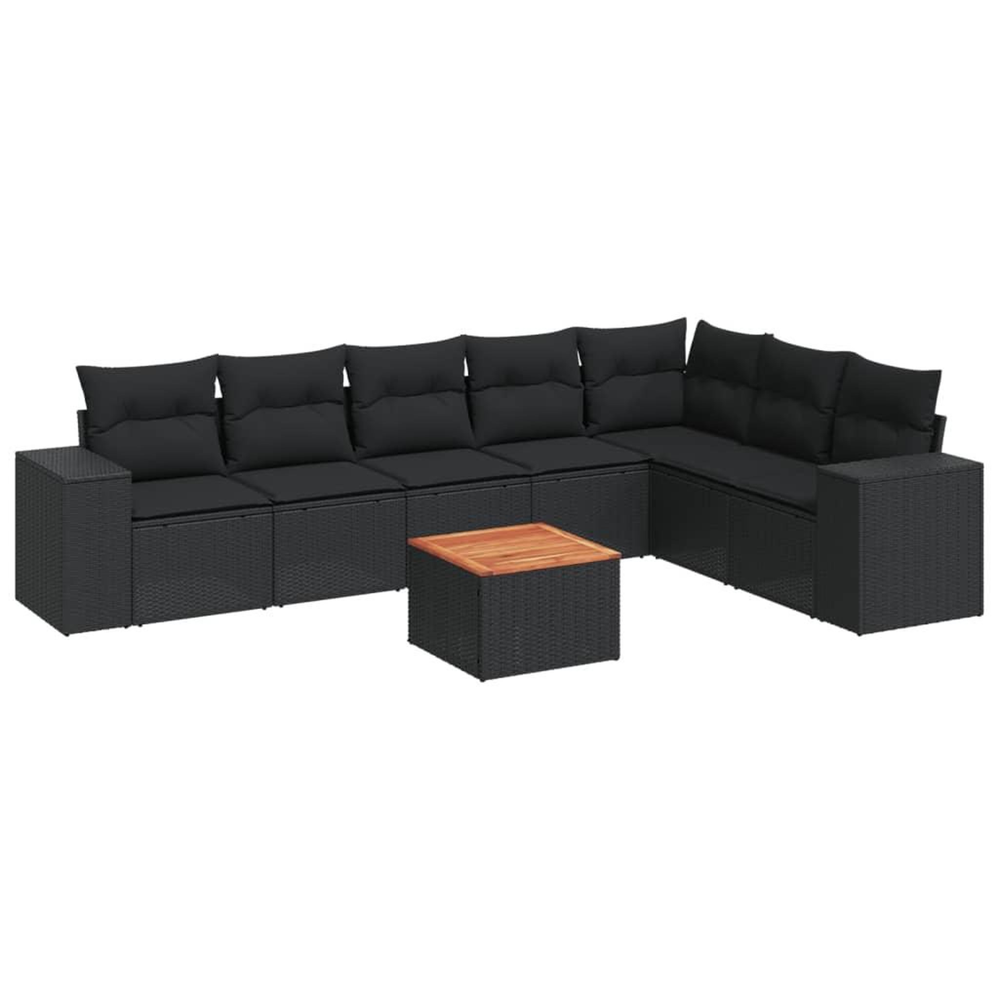 Voir la diapositive 2 : VIDAXL Salon de jardin 8 pcs avec coussins noir resine tressee