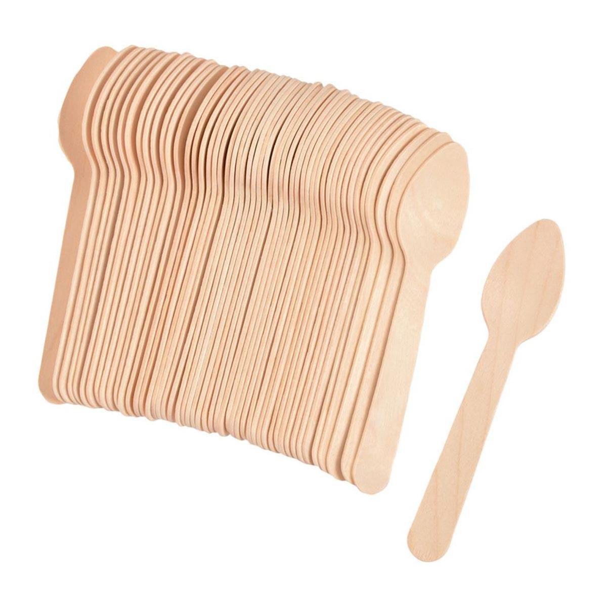 Paris Prix Lot de 25 Mini Cuillères Réutilisables  Verrine  10cm Naturel