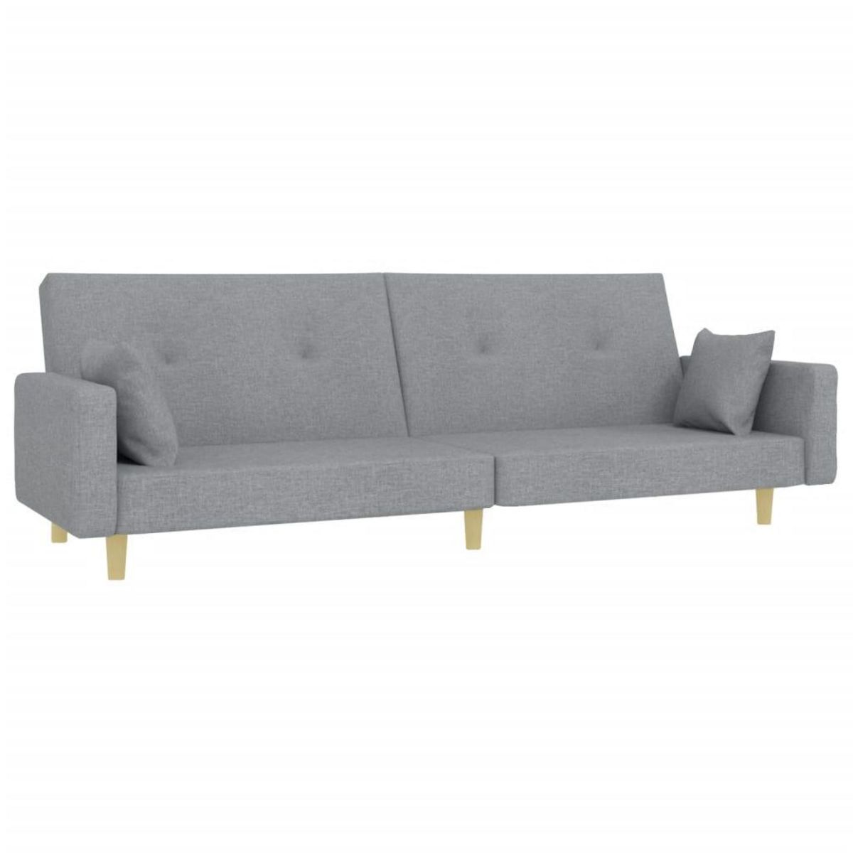 VIDAXL Canape-lit a 2 places avec repose-pied gris clair tissu