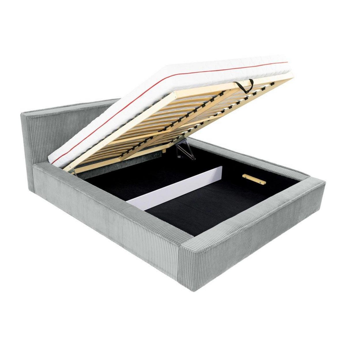 BEST MOBILIER Swan - lit coffre - 160x200 cm - sommier inclus - en velours côtelé grosses côtes