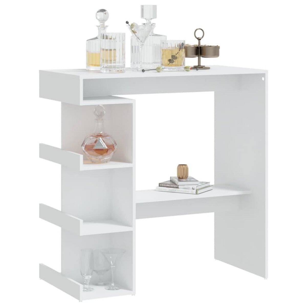 VIDAXL Table de bar avec etagere de rangement Blanc Bois d'ingenierie