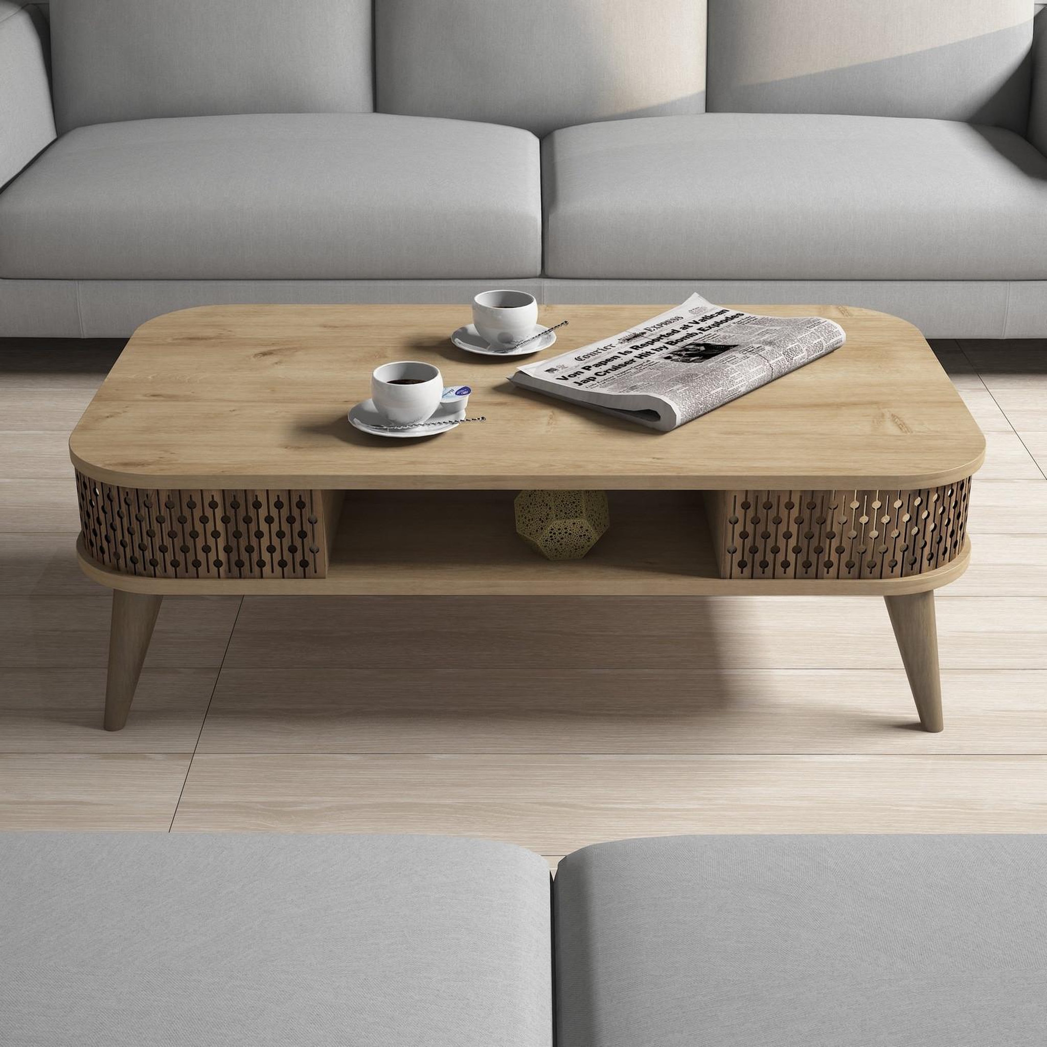 Voir la diapositive 3 : Habitat et Jardin Table basse en bois  eylul  - 105 x 60 x 34 cm - marron