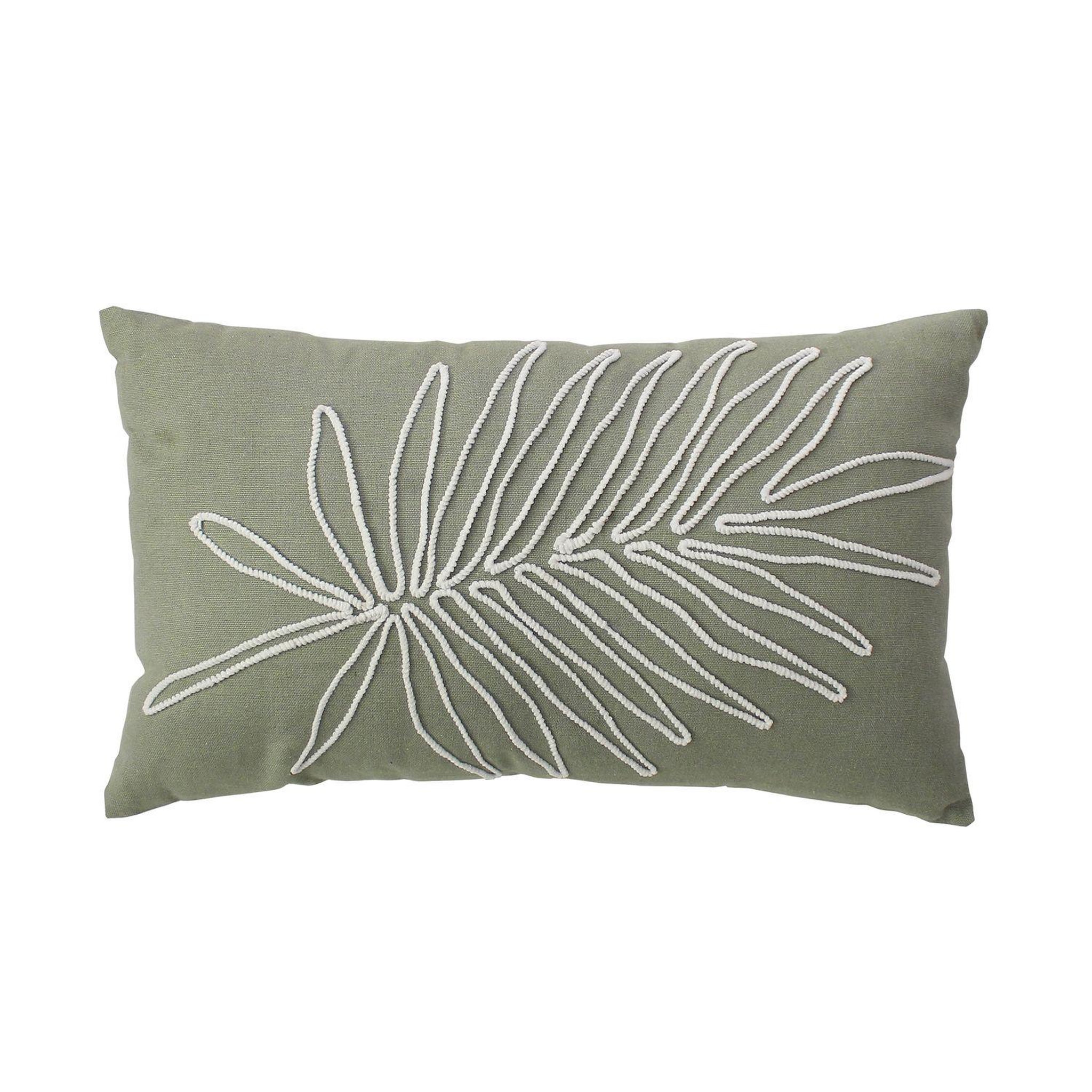 TOILINUX Coussin déhoussable brodé jungle mambo - 30 x 50 cm - olive