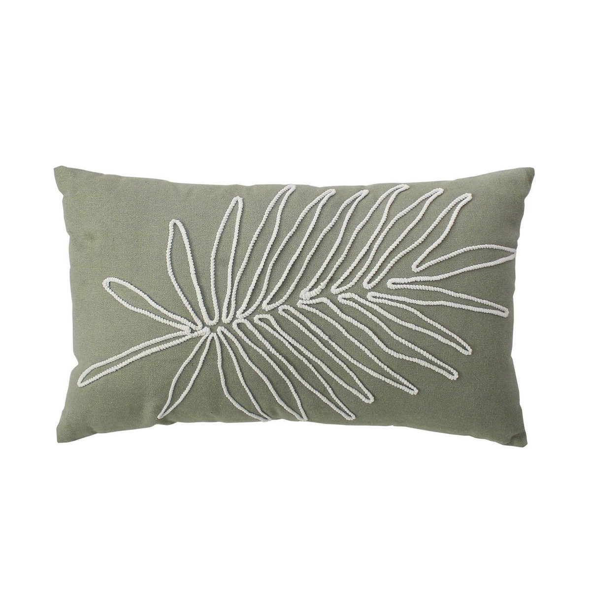 TOILINUX Coussin déhoussable brodé jungle MAMBO - 30 x 50 cm - Olive