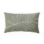 Voir la diapositive 1 : TOILINUX Coussin déhoussable brodé jungle MAMBO - 30 x 50 cm - Olive