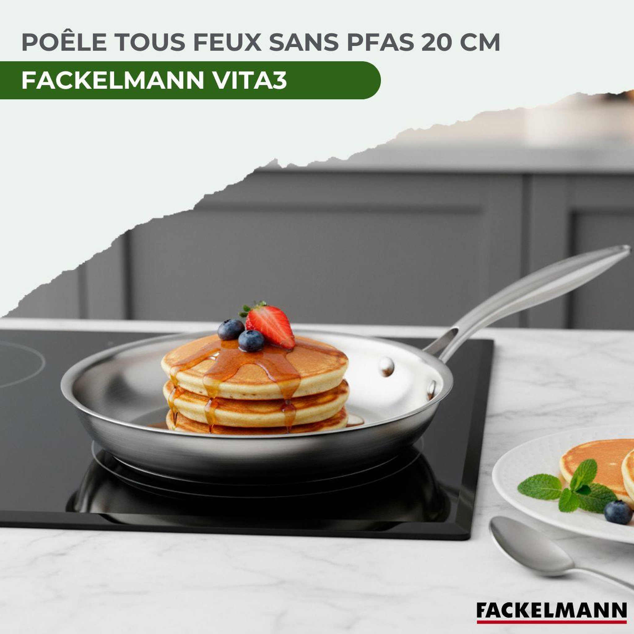 Voir la diapositive 2 : Fackelmann Poêle 20 cm en inox 18/10 triply fackelmann vita3