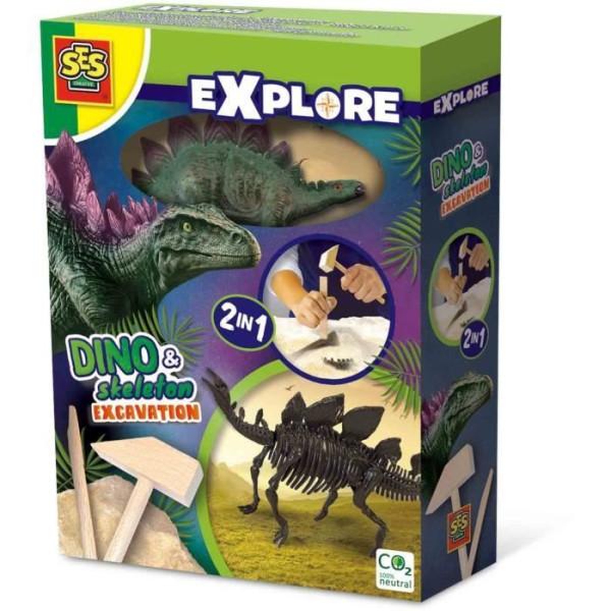 SES CREATIVE Fouille de dinosaures et de squelettes 2 en 1 - Stégosaure - SES CREATIVE