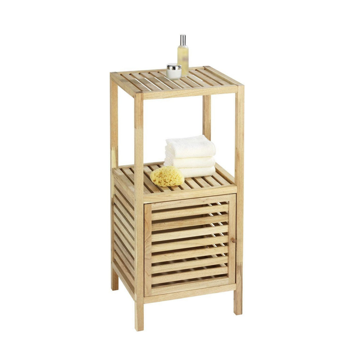 Wenko Etagère de salle de bain en bois Norway - L. 39,5 x H. 86 cm - Marron noix