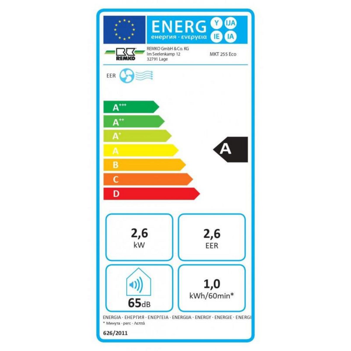 Remko Climatiseur MKT 255 Eco 2,6 kW Blanc Remko