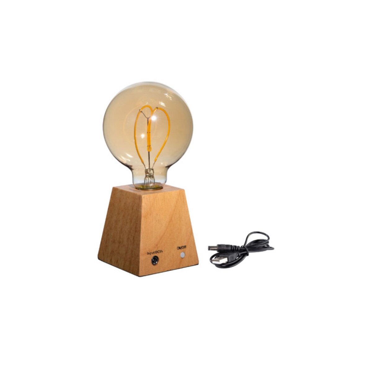  Lampe LED sur cube pyramide en bois à poser XXCELL - 0,5 W - 30 lumens - 2700 K - G55