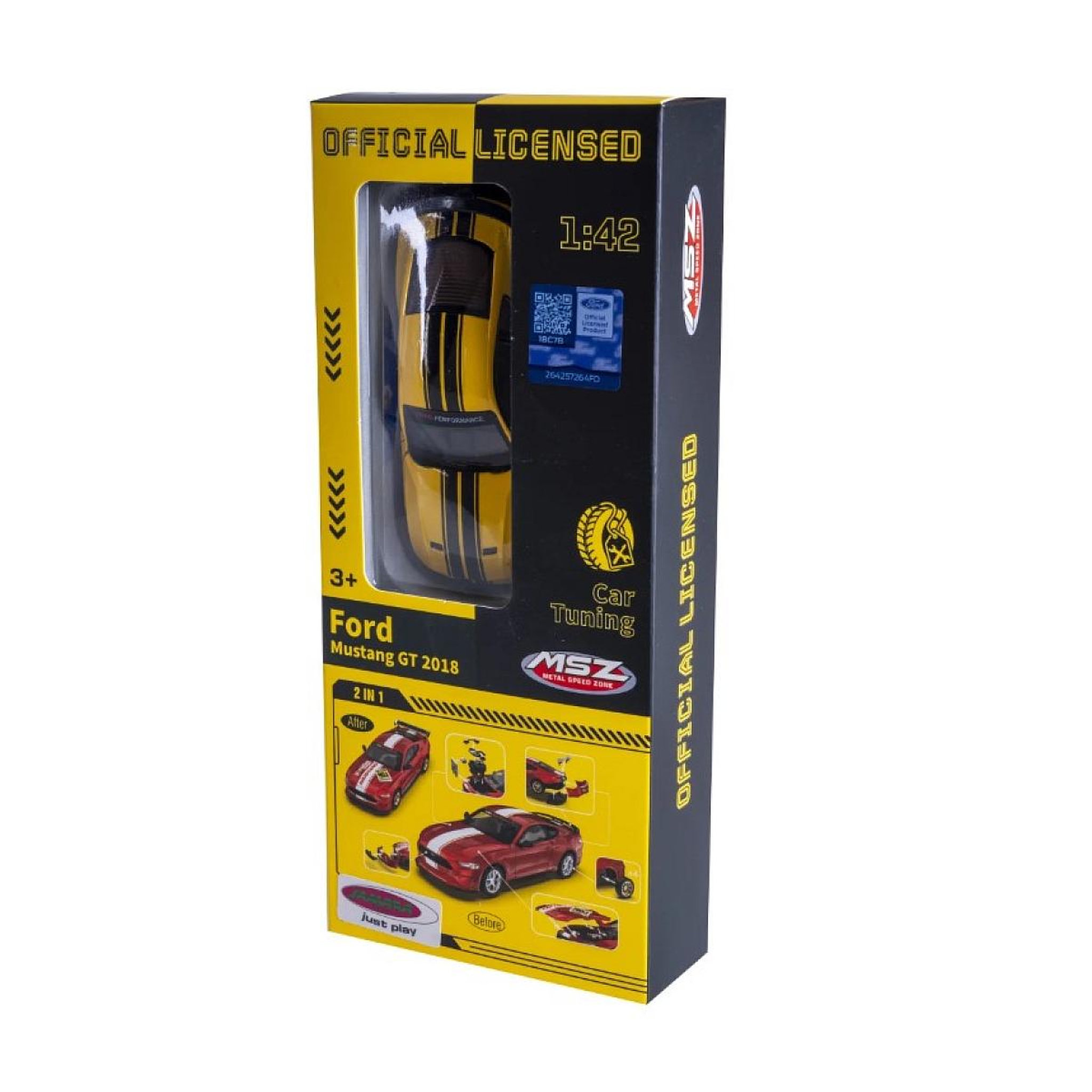 Voir la diapositive 2 : Jamara Ford Mustang GT miniature 1:42 jaune 2en1