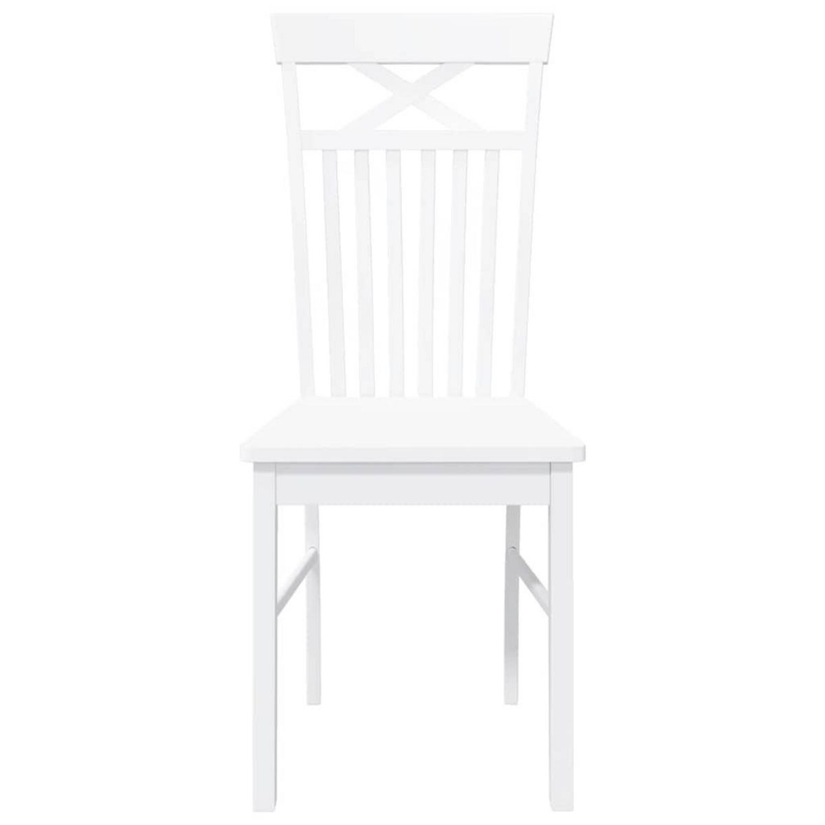 VIDAXL Chaises a manger 2 pcs blanc bois massif caoutchouc