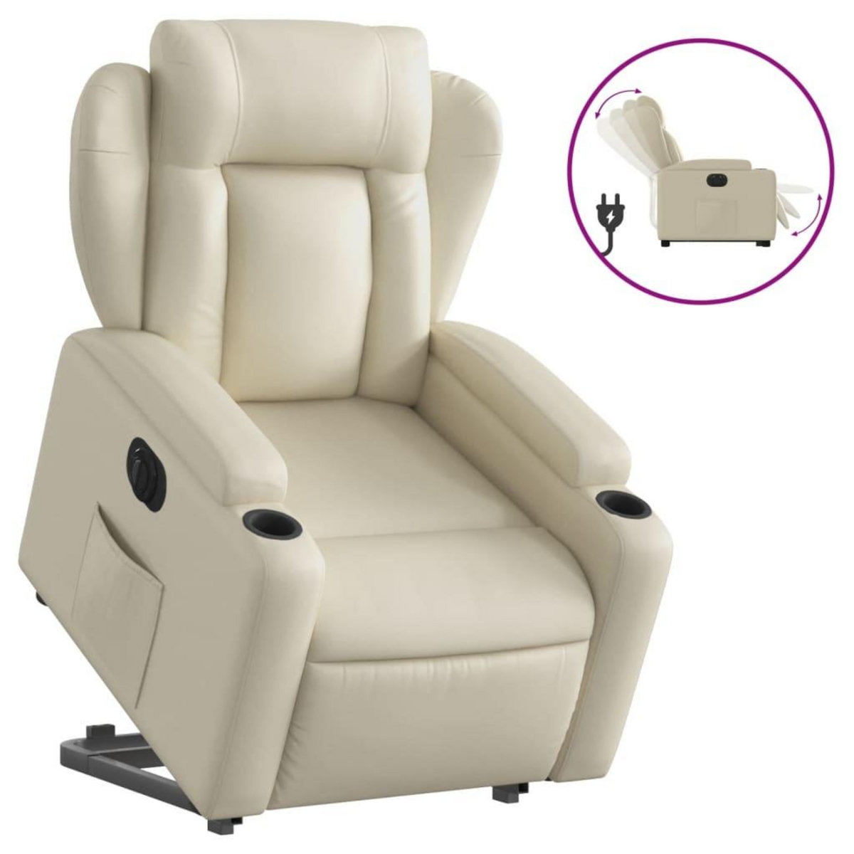 VIDAXL Fauteuil inclinable electrique creme similicuir